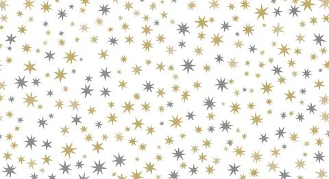 Golden and gray star pattern on white background Stock Illustration