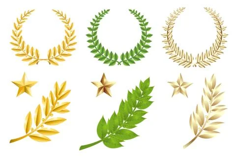 Golden and green elements set イラスト素材