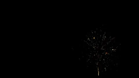 Golden and red fireworks exploding in the night sky Stock Footage 329676010