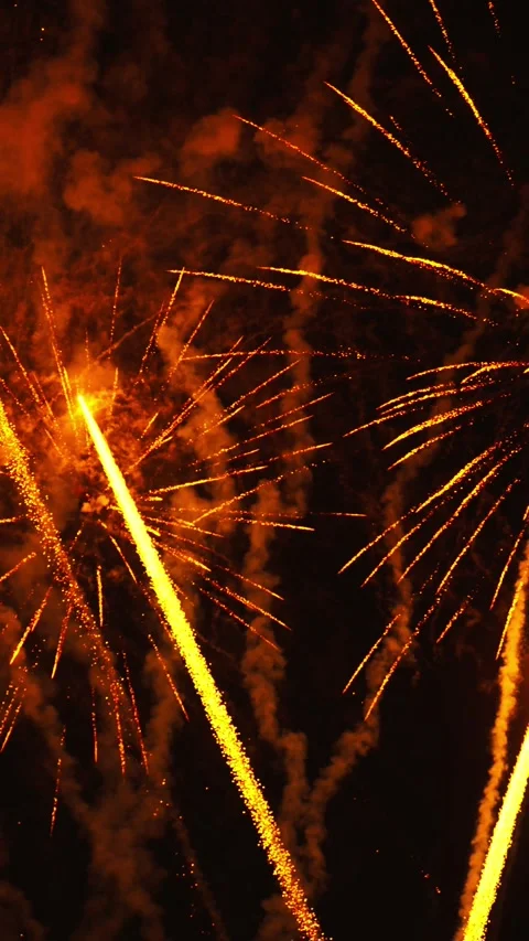 Golden and red fireworks exploding in the night sky 스톡 동영상 343160229