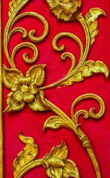 Golden and red  thai pattern Stock Photos
