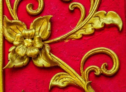 Golden and red  thai pattern Stock Photos
