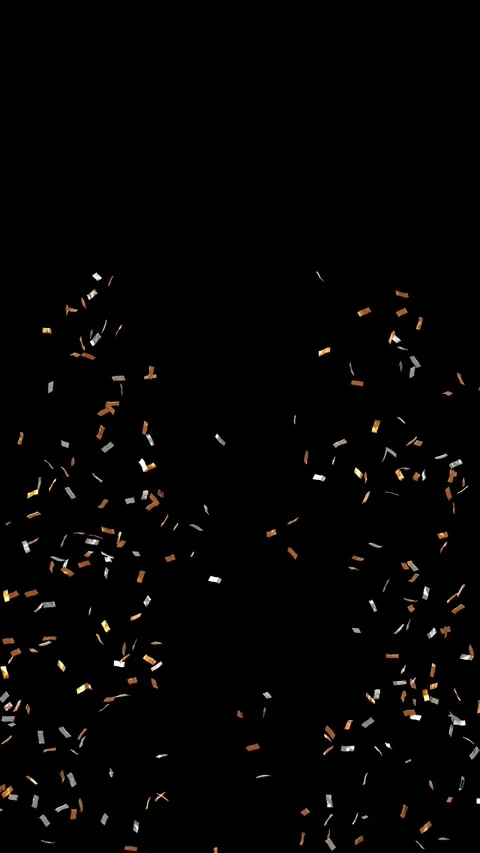 Golden and silver confetti explosion, vertical format - 3D rendering Video stock 302460735