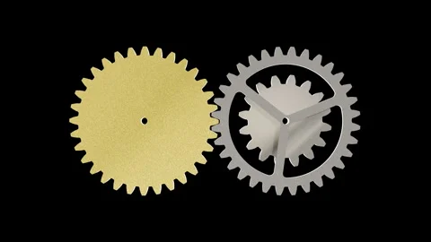 Golden and silver gears interlocking. Business partnership loop. Stock Footage 340298151