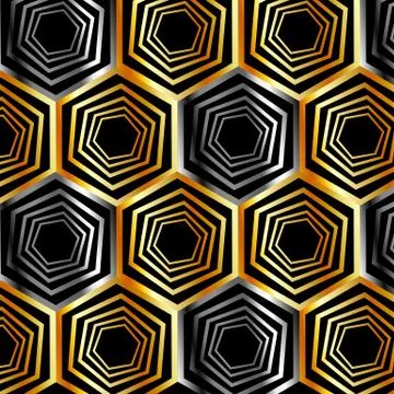 Golden and silver hexagonal background Stock Illustration