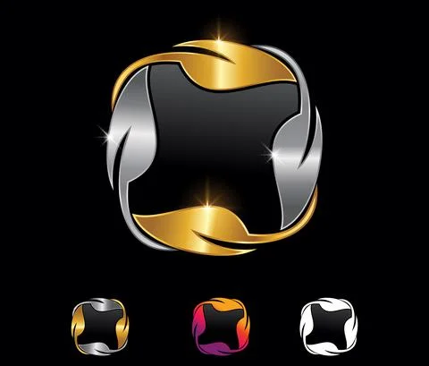 Golden and Silver Leaf Circle Vector Sign Illustrazione stock