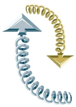 Golden and silver spring arrow, vector illustration Stock Illustration
