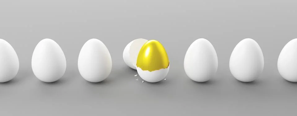 Golden and white easter egg, 3d rendering Stock Illustration