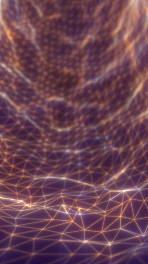 Golden and white wireframe lines form a flowing polygonal landscape, repres.. Stock Footage 337958022