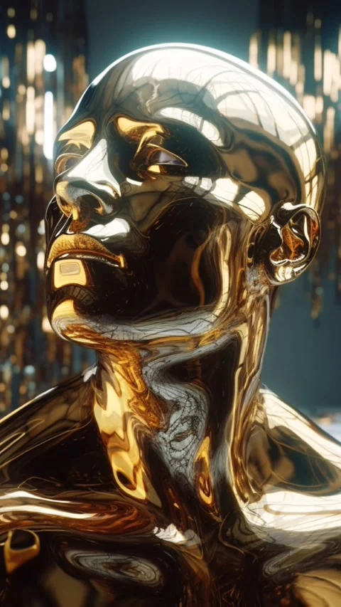 A Golden Android Face Stock Footage 240862974