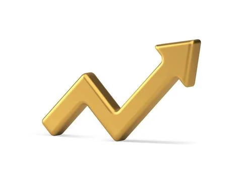 Golden angle arrow up point positive dynamic trend profit growth realistic 3d Stock Illustration