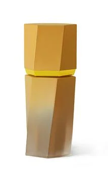 Golden angular perfume bottle representing luxury fragrance Stock Photos