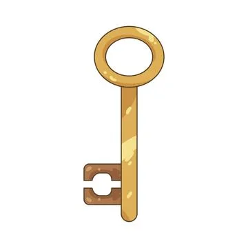 Golden antique key Ilustración de archivo