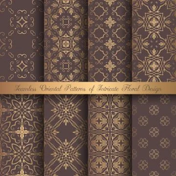 Golden Arabesque Patterns Stock Illustration