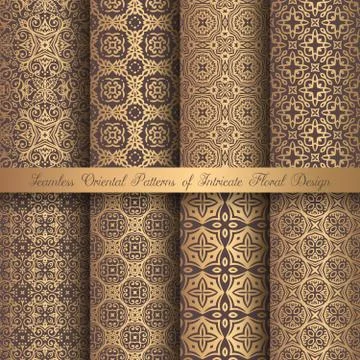Golden Arabesque Patterns Stock Illustration