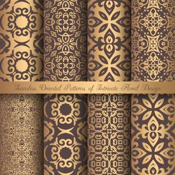 Golden Arabesque Patterns Stock Illustration