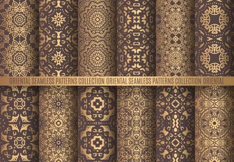Golden Arabesque Patterns Stock Illustration