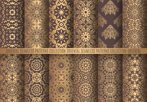 Golden Arabesque Patterns Stock Illustration