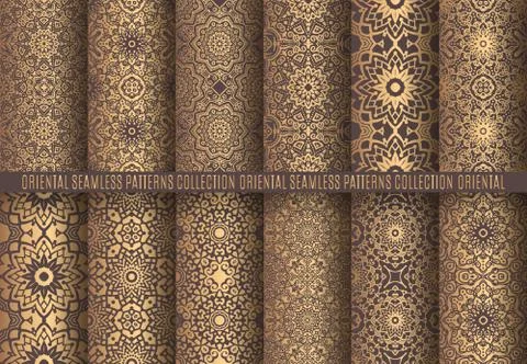 Golden Arabesque Patterns Stock Illustration