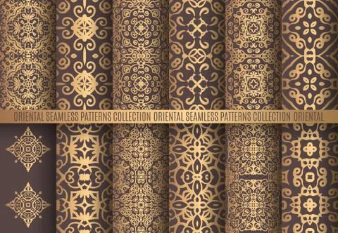 Golden Arabesque Patterns Stock Illustration