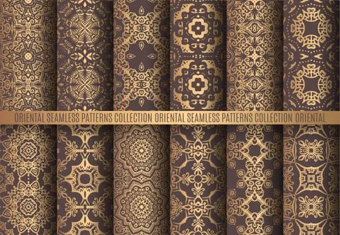 Golden Arabesque Patterns Stock Illustration