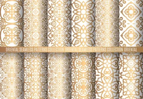 Golden Arabesque Patterns Stock Illustration