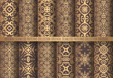 Golden Arabesque Patterns Stock Illustration
