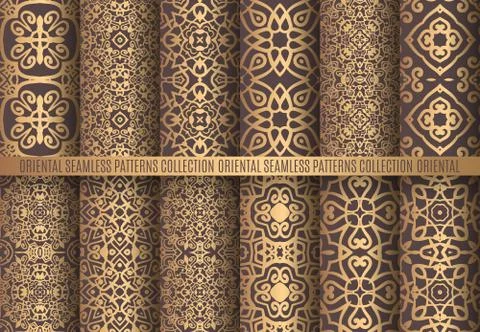 Golden Arabesque Patterns Stock Illustration