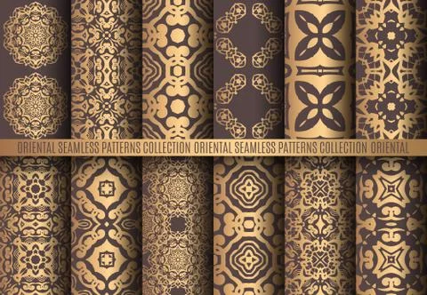 Golden Arabesque Patterns Stock Illustration