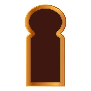 Golden arabic window frame shining on white background Stock Illustration