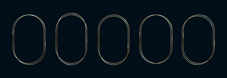 Golden Arch Frames Set. Thin Line Gold Borders Luxury Minimalist Collection Stock Illustration