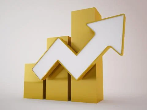 Golden arrow up Stock Illustration