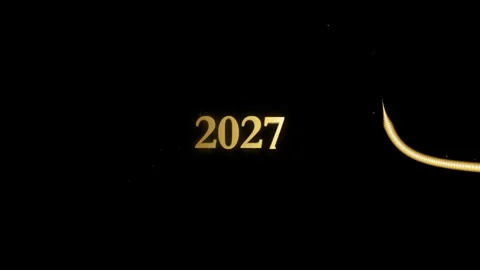 Golden arrow line graphic representing growth for the new year 2024 design .. Stock Footage 345080692