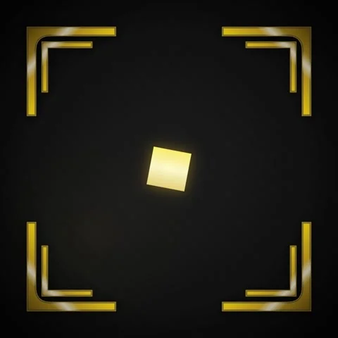 Golden Art Deco Frame with Diamond Center on Black Background - Luxury Geom.. Stock Footage 346282095