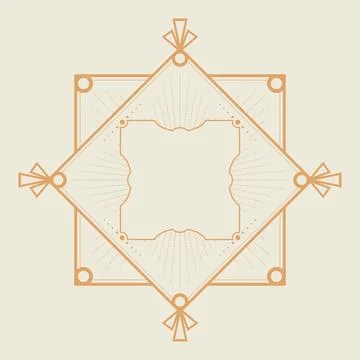 Golden Art Deco frame in hexagonal shape on light background Stockillustratie