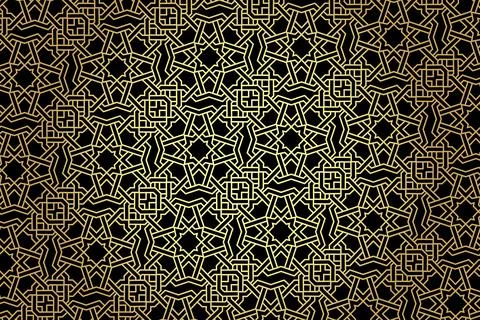 Golden art deco seamless patterns. Stock Illustration