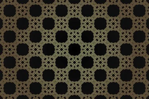 Golden art deco seamless patterns. Stock Illustration