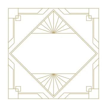 Golden art deco vector frame creating a sophisticated geometric space, ideal for Stock Illustration