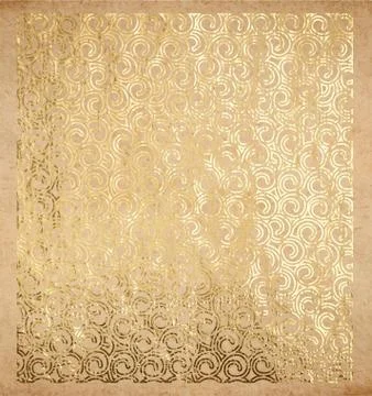 Golden Asian curls pattern on old paper Stock Illustration