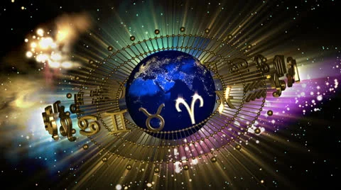 Golden Astrology Zodiac Signs and Planet... | Stock Video | Pond5