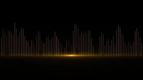 Golden audio equalizer background vertical light bars, black empty space, warm Stock Footage 333858764
