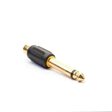 Golden audio plug adapter Stock Photos