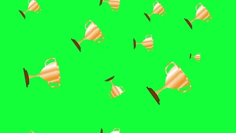 Golden award cups loop animated graphic elements green screen Stock Footage 129180591