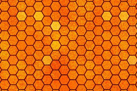 Golden background with honeycomb shapes. Vector illustration. Pattern with 스톡 일러스트