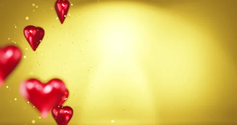 Golden background with red floating  Stock Footage 229113583