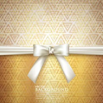 Golden background with white bow Stock Illustration