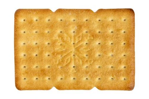 Golden baked cracker surface with embossed snowflake pattern texture Stock Photos