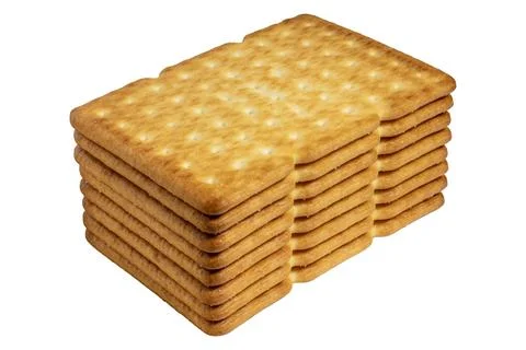 Golden baked rectangular crackers with perforated surface texture pattern Stock Photos