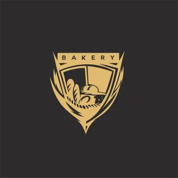 Golden bakery shield vector illustration Stock-Illustration