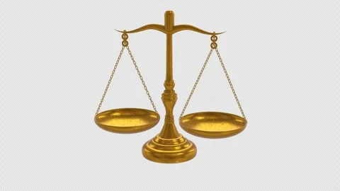 Golden Balance Scale: Seamless Loop with Transparent Background. Justice. 4K Stock Footage 279149801